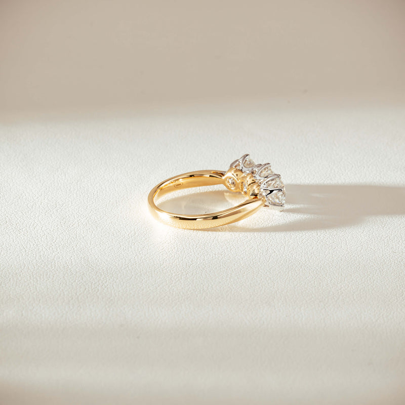 18ct Yellow Gold 2.16ct Diamond Trilogy Ring-Ring-Walker & Hall