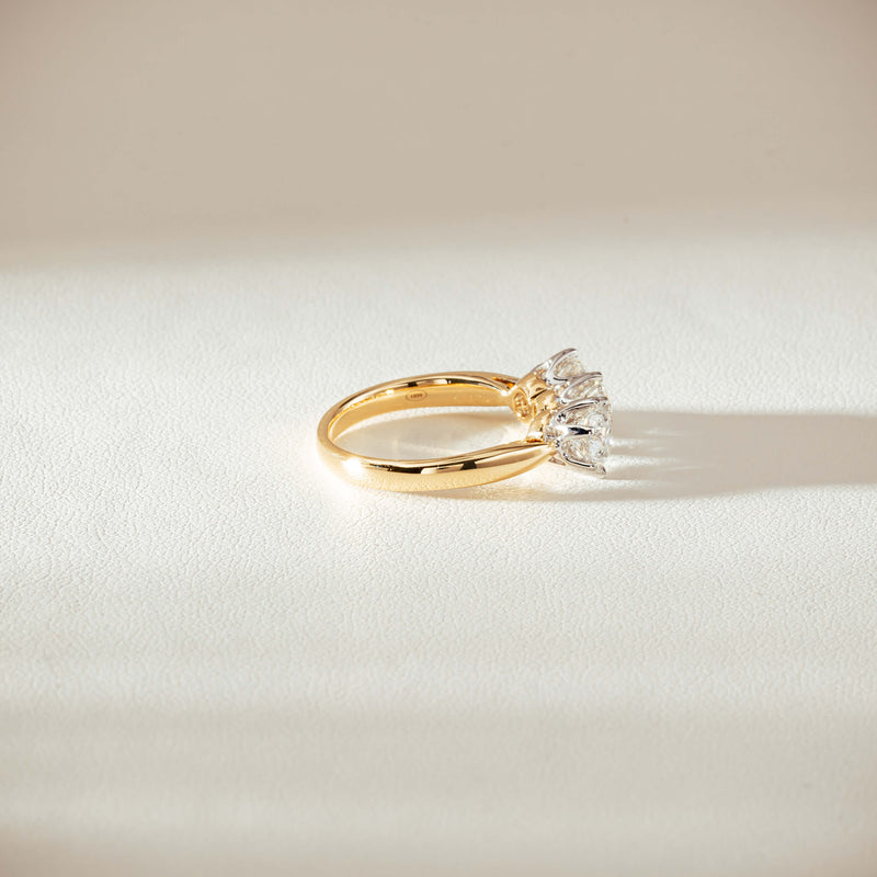18ct Yellow Gold 2.16ct Diamond Trilogy Ring-Ring-Walker & Hall
