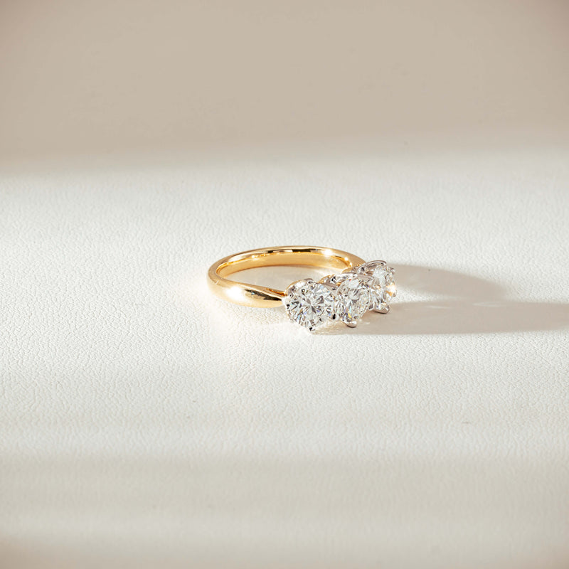 18ct Yellow Gold 2.16ct Diamond Trilogy Ring-Ring-Walker & Hall