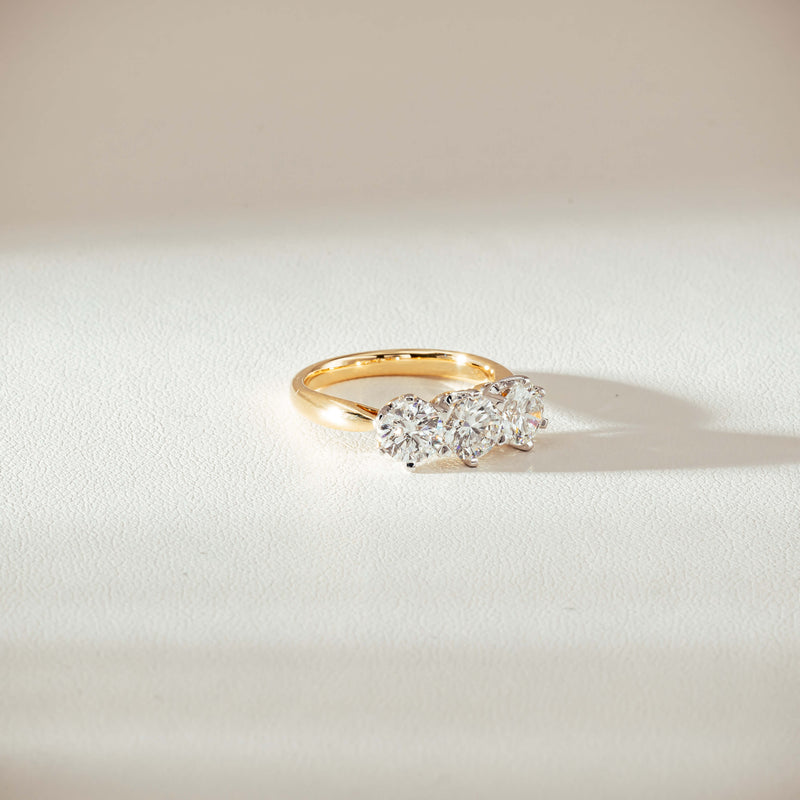 18ct Yellow Gold 2.16ct Diamond Trilogy Ring-Ring-Walker & Hall