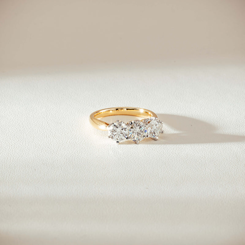 18ct Yellow Gold 2.16ct Diamond Trilogy Ring-Ring-Walker & Hall