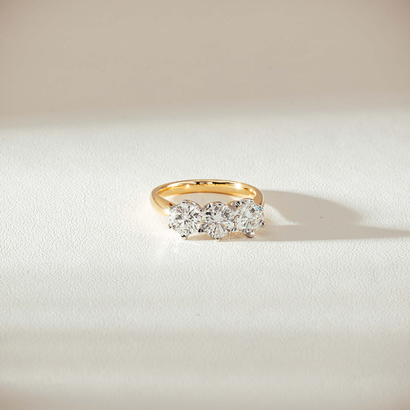 18ct Yellow Gold 2.16ct Diamond Trilogy Ring-Ring-Walker & Hall