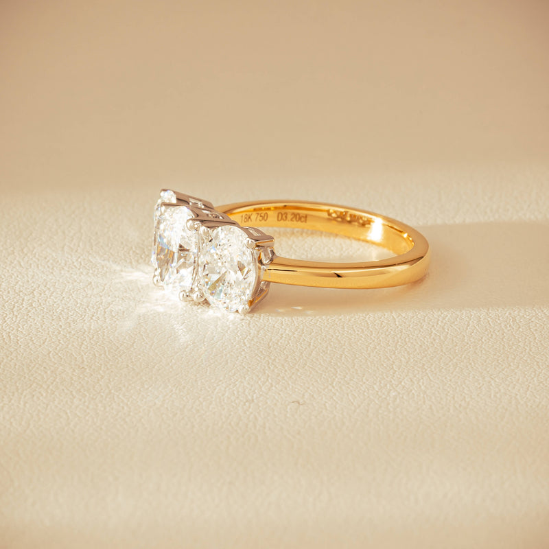 18ct Yellow & White Gold 3.20ct Oval-Diamond Odyssey Ring - Ring - Walker & Hall