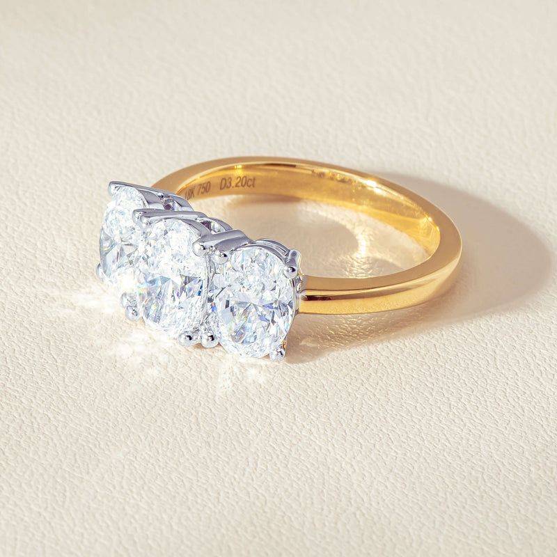 18ct Yellow & White Gold 3.20ct Oval-Diamond Odyssey Ring - Ring - Walker & Hall