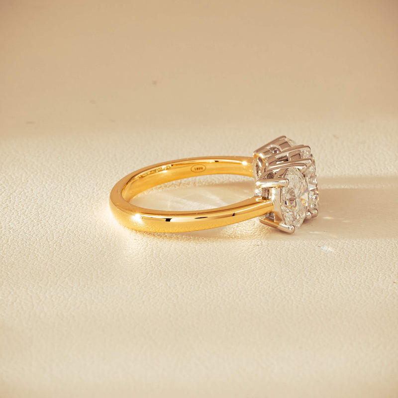 18ct Yellow & White Gold 3.20ct Oval-Diamond Odyssey Ring - Ring - Walker & Hall