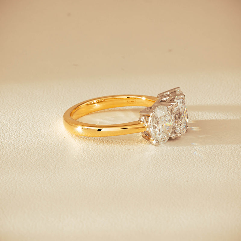 18ct Yellow & White Gold 3.20ct Oval-Diamond Odyssey Ring - Ring - Walker & Hall