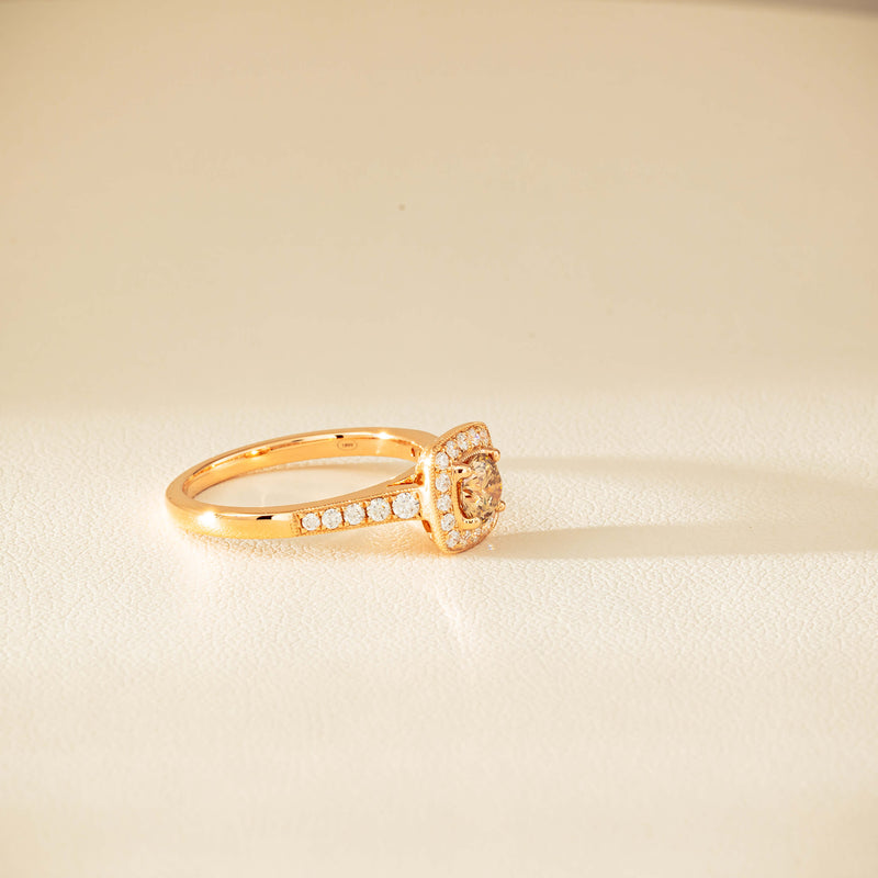 18ct Rose Gold .51ct Champagne Diamond Aurora Ring - Ring - Walker & Hall