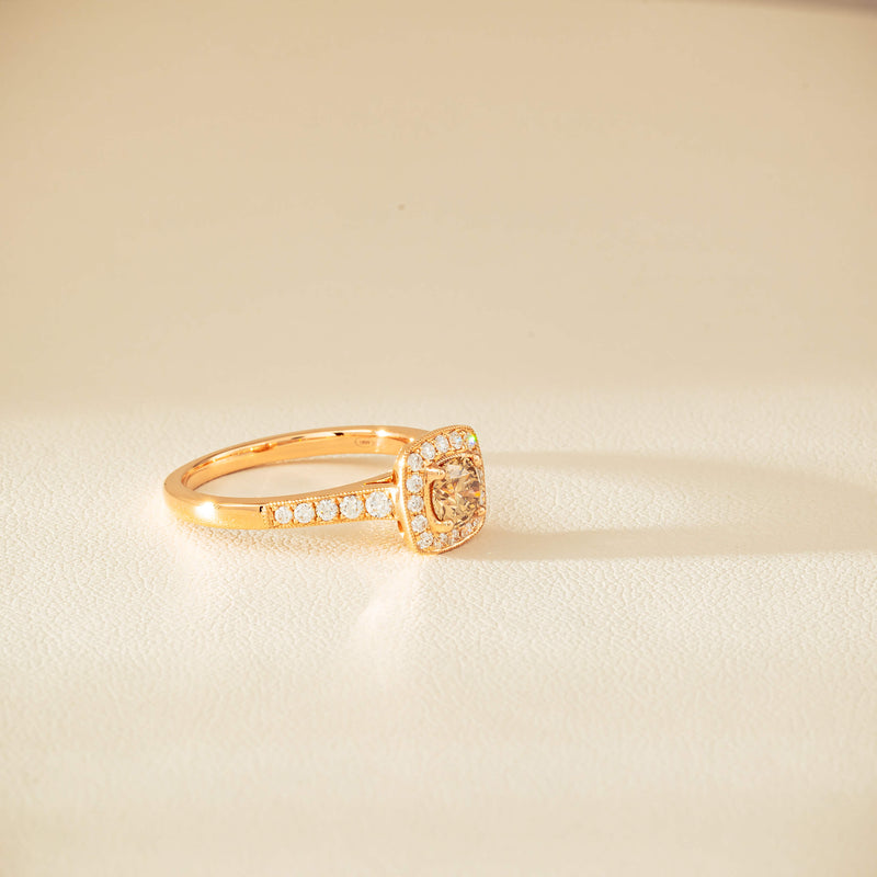 18ct Rose Gold .51ct Champagne Diamond Aurora Ring - Ring - Walker & Hall