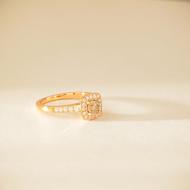 18ct Rose Gold .51ct Champagne Diamond Aurora Ring - Ring - Walker & Hall