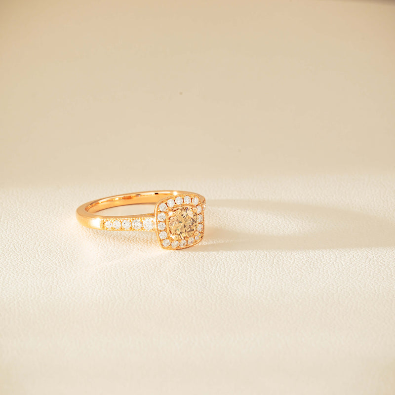 18ct Rose Gold .51ct Champagne Diamond Aurora Ring - Ring - Walker & Hall