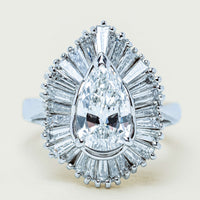 Deja Vu 18ct White Gold 1.57ct Pear Diamond Ballerina Cluster Ring - Ring - Walker & Hall