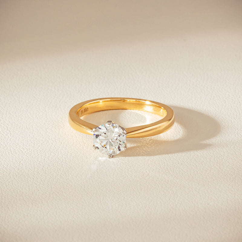 18ct Yellow Gold 1.00ct Reclaimed Diamond Nova Ring - Ring - Walker & Hall