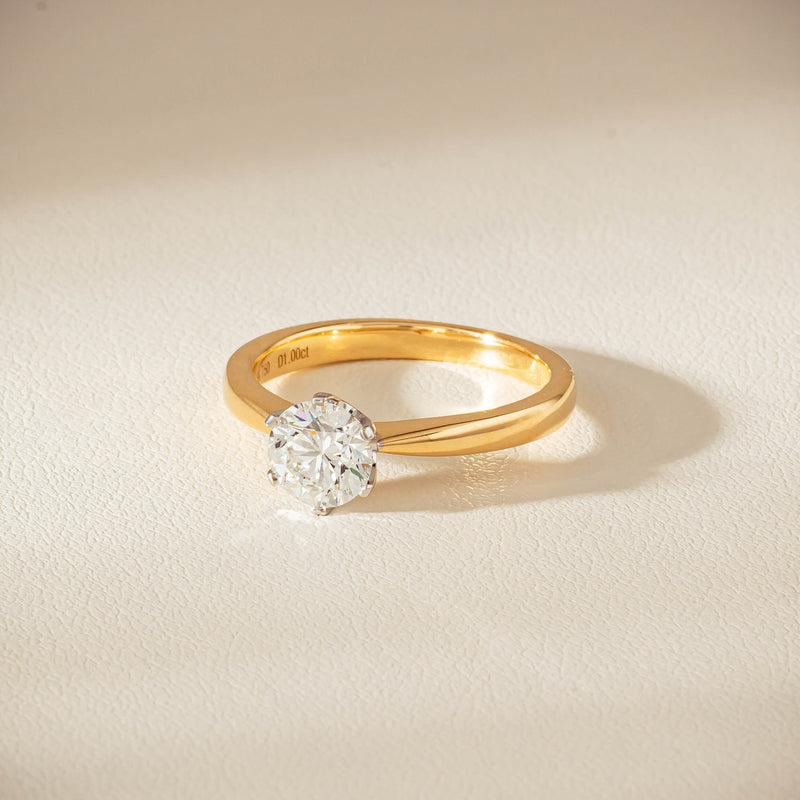 18ct Yellow Gold 1.00ct Reclaimed Diamond Nova Ring - Ring - Walker & Hall