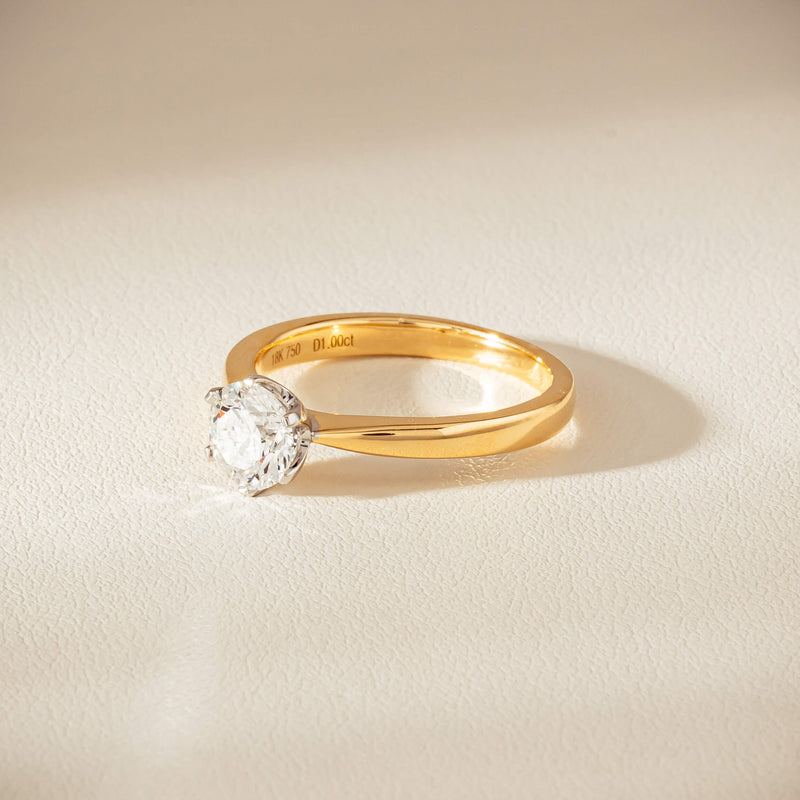 18ct Yellow Gold 1.00ct Reclaimed Diamond Nova Ring - Ring - Walker & Hall