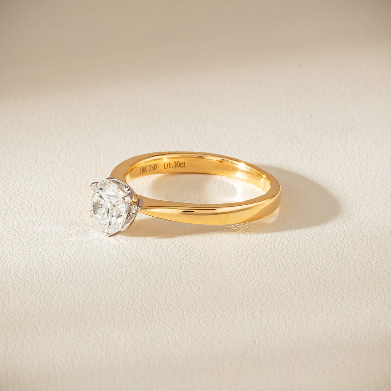 18ct Yellow Gold 1.00ct Reclaimed Diamond Nova Ring - Ring - Walker & Hall