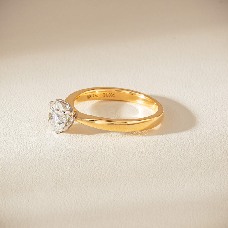 18ct Yellow Gold 1.00ct Reclaimed Diamond Nova Ring - Ring - Walker & Hall