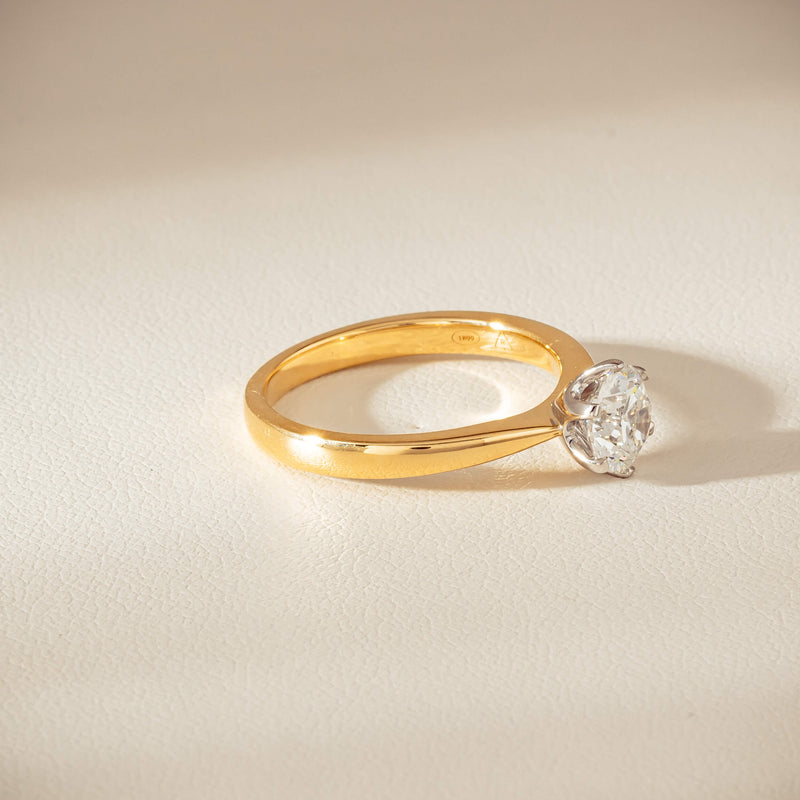 18ct Yellow Gold 1.00ct Reclaimed Diamond Nova Ring - Ring - Walker & Hall