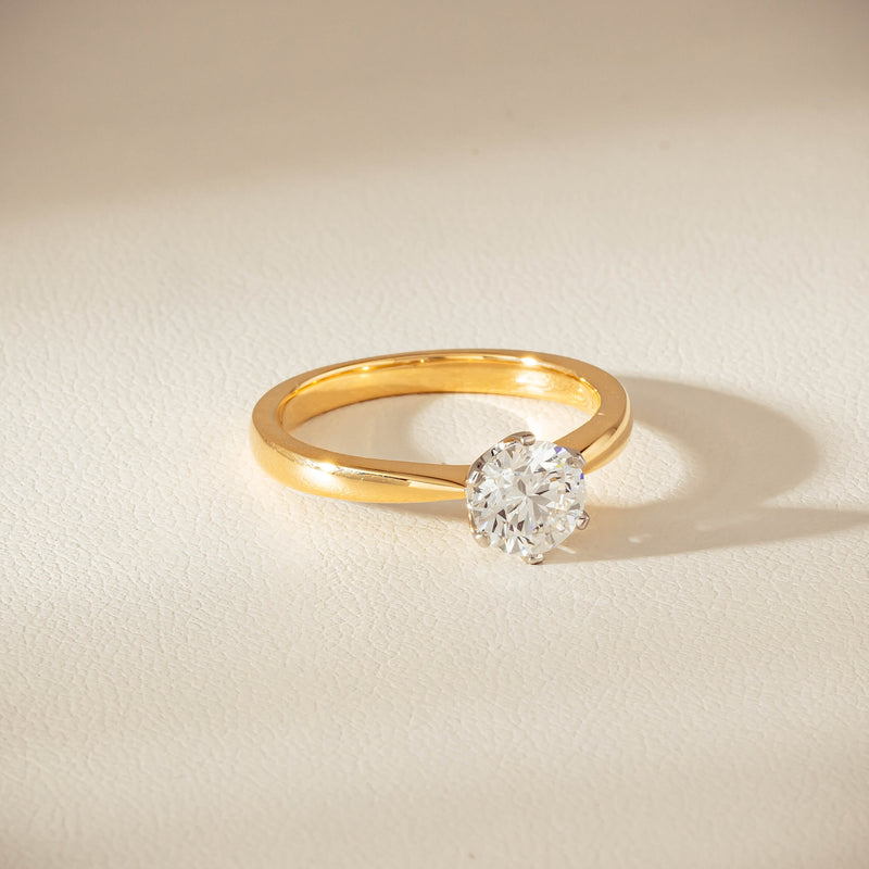 18ct Yellow Gold 1.00ct Reclaimed Diamond Nova Ring - Ring - Walker & Hall