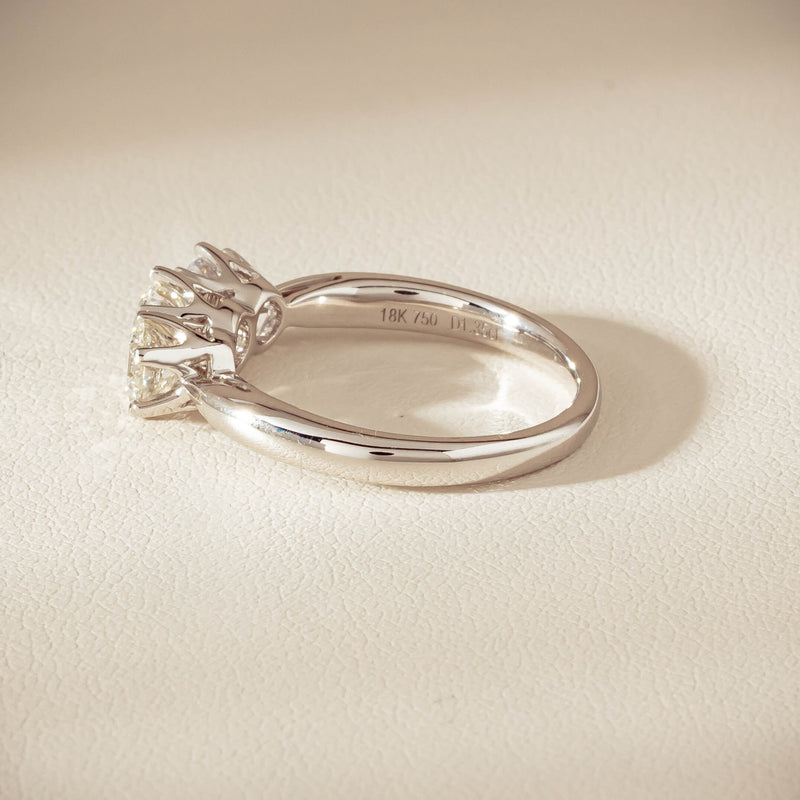 18ct White Gold 1.35ct Reclaimed Diamond Trilogy Ring - Ring - Walker & Hall