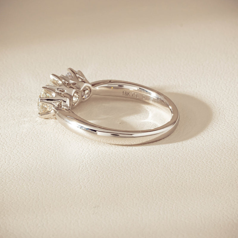 18ct White Gold 1.35ct Reclaimed Diamond Trilogy Ring - Ring - Walker & Hall