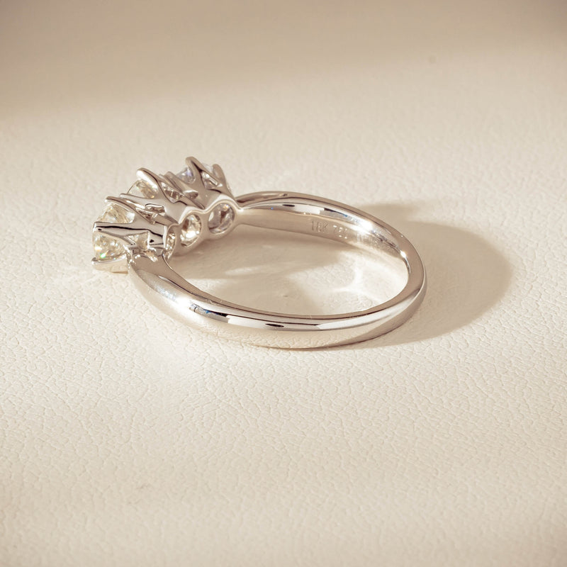 18ct White Gold 1.35ct Reclaimed Diamond Trilogy Ring - Ring - Walker & Hall