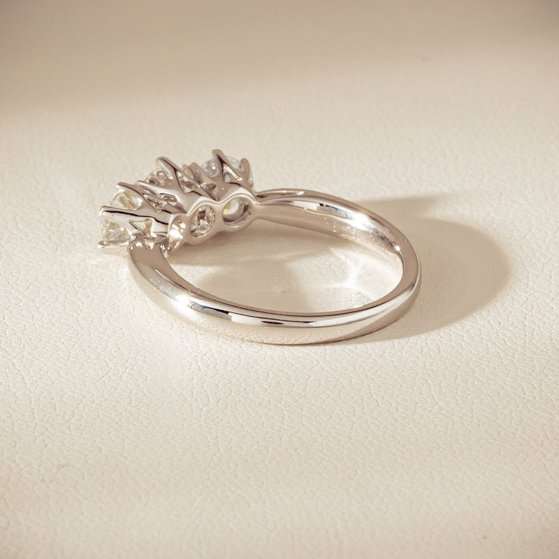 18ct White Gold 1.35ct Reclaimed Diamond Trilogy Ring - Ring - Walker & Hall