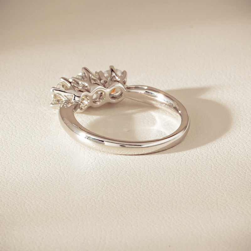 18ct White Gold 1.35ct Reclaimed Diamond Trilogy Ring - Ring - Walker & Hall