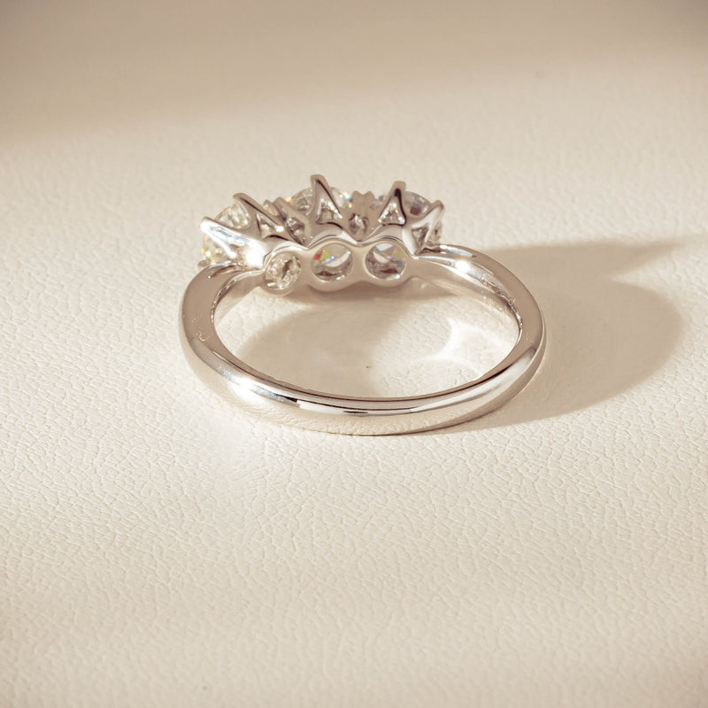 18ct White Gold 1.35ct Reclaimed Diamond Trilogy Ring - Ring - Walker & Hall