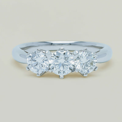 18ct White Gold 1.35ct Reclaimed Diamond Trilogy Ring - Ring - Walker & Hall