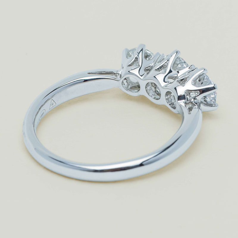 18ct White Gold 1.35ct Reclaimed Diamond Trilogy Ring - Ring - Walker & Hall