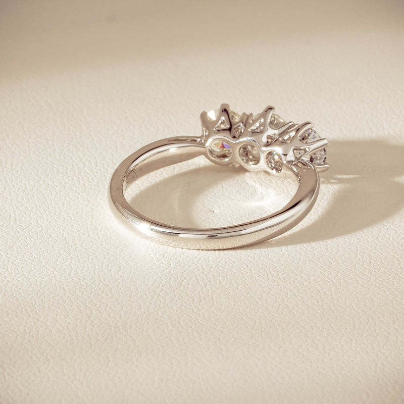 18ct White Gold 1.35ct Reclaimed Diamond Trilogy Ring - Ring - Walker & Hall