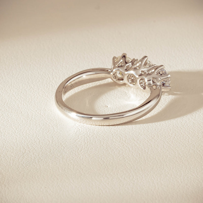 18ct White Gold 1.35ct Reclaimed Diamond Trilogy Ring - Ring - Walker & Hall