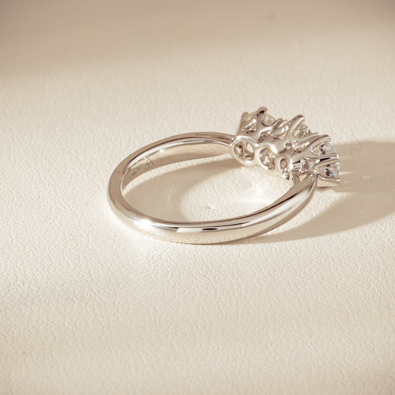 18ct White Gold 1.35ct Reclaimed Diamond Trilogy Ring - Ring - Walker & Hall