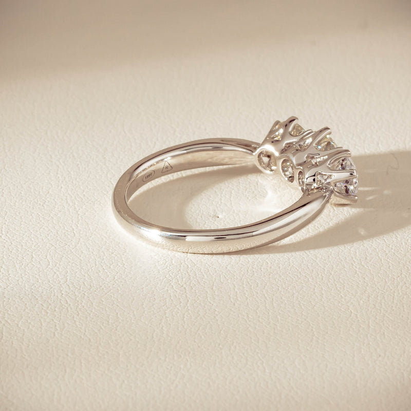 18ct White Gold 1.35ct Reclaimed Diamond Trilogy Ring - Ring - Walker & Hall