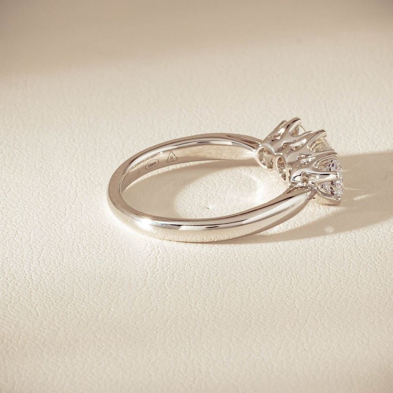 18ct White Gold 1.35ct Reclaimed Diamond Trilogy Ring - Ring - Walker & Hall