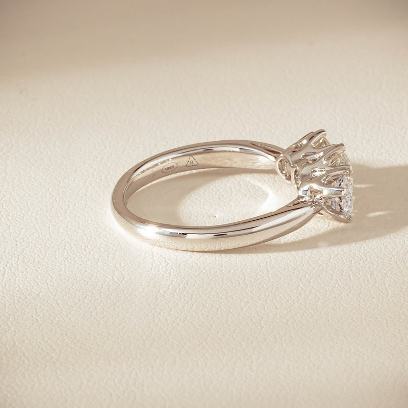 18ct White Gold 1.35ct Reclaimed Diamond Trilogy Ring - Ring - Walker & Hall