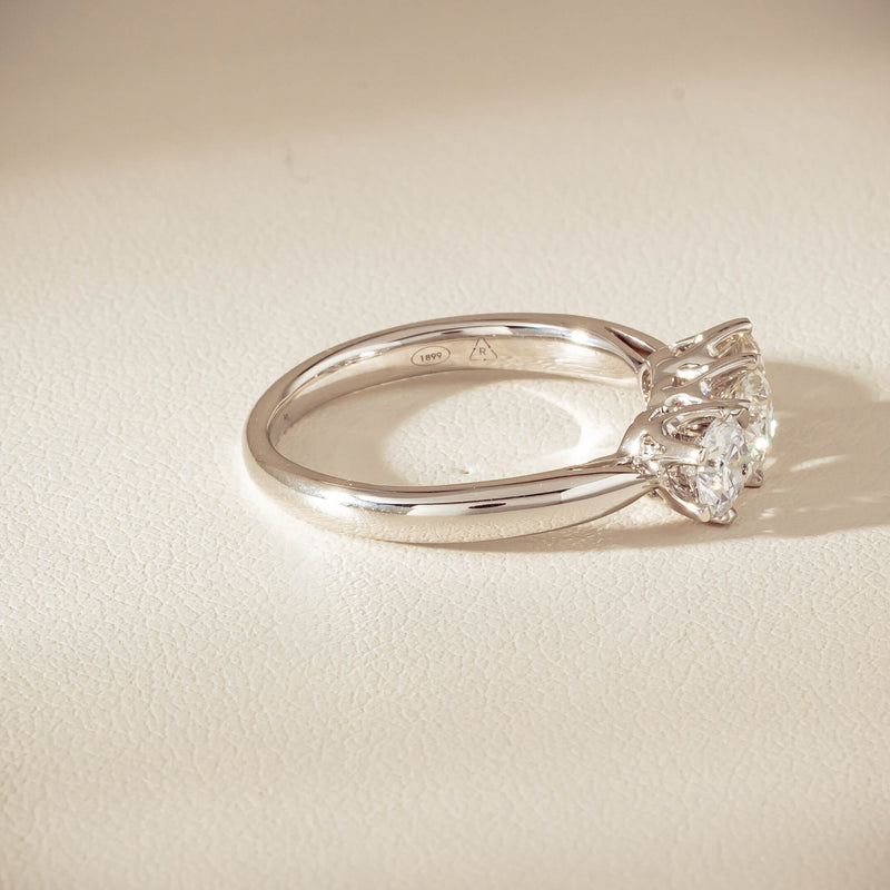 18ct White Gold 1.35ct Reclaimed Diamond Trilogy Ring - Ring - Walker & Hall