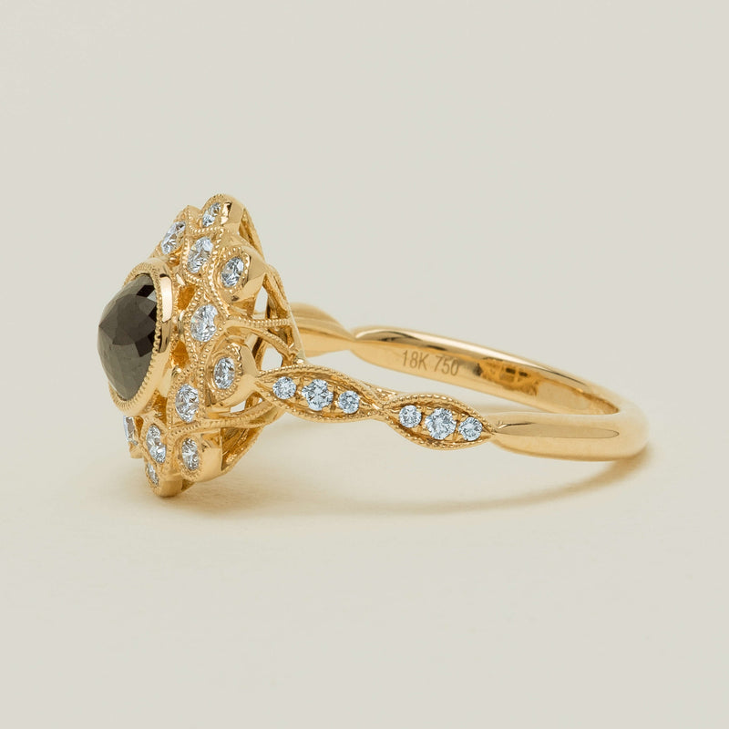 18ct Yellow Gold .73ct Black Diamond Cluster Ring - Ring - Walker & Hall