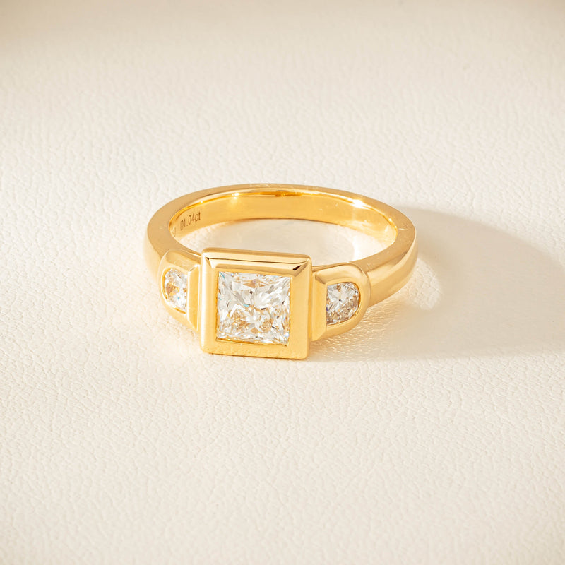 18ct Yellow Gold 1.04ct Reclaimed Princess-Cut Diamond Fusion Ring - Ring - Walker & Hall