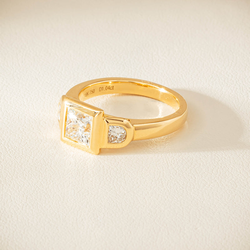18ct Yellow Gold 1.04ct Reclaimed Princess-Cut Diamond Fusion Ring - Ring - Walker & Hall