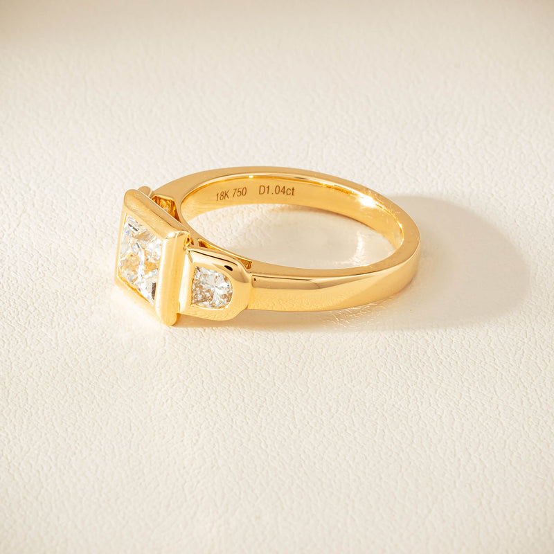 18ct Yellow Gold 1.04ct Reclaimed Princess-Cut Diamond Fusion Ring - Ring - Walker & Hall