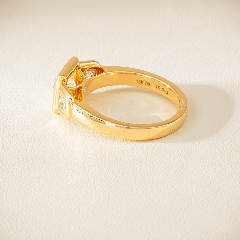 18ct Yellow Gold 1.04ct Reclaimed Princess-Cut Diamond Fusion Ring - Ring - Walker & Hall