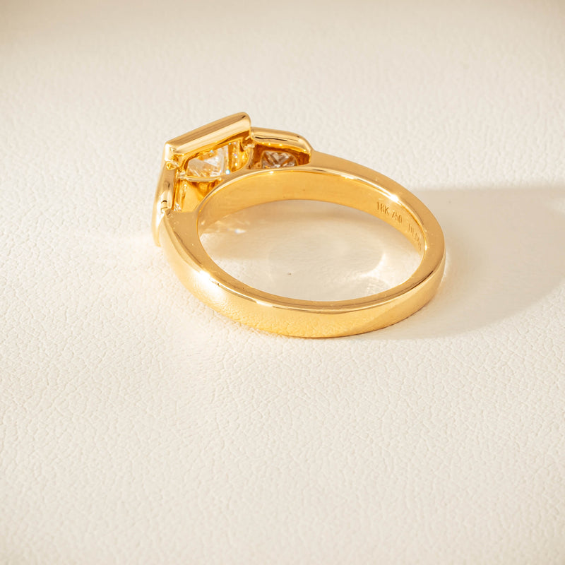 18ct Yellow Gold 1.04ct Reclaimed Princess-Cut Diamond Fusion Ring - Ring - Walker & Hall