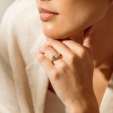 18ct Yellow Gold 1.04ct Reclaimed Princess-Cut Diamond Fusion Ring - Ring - Walker & Hall