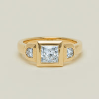 18ct Yellow Gold 1.04ct Reclaimed Princess-Cut Diamond Fusion Ring - Ring - Walker & Hall