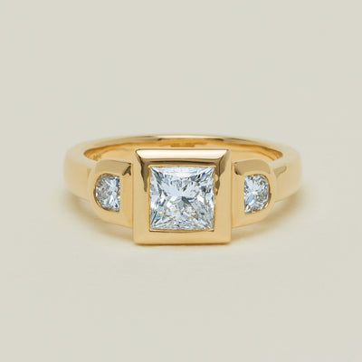 18ct Yellow Gold 1.04ct Reclaimed Princess-Cut Diamond Fusion Ring - Ring - Walker & Hall