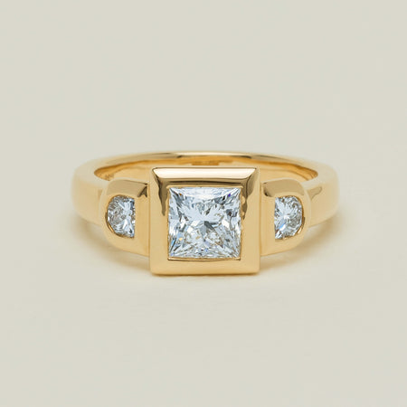 18ct Yellow Gold 1.04ct Reclaimed Princess-Cut Diamond Fusion Ring - Ring - Walker & Hall