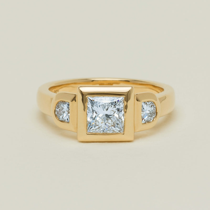 18ct Yellow Gold 1.04ct Reclaimed Princess-Cut Diamond Fusion Ring - Ring - Walker & Hall