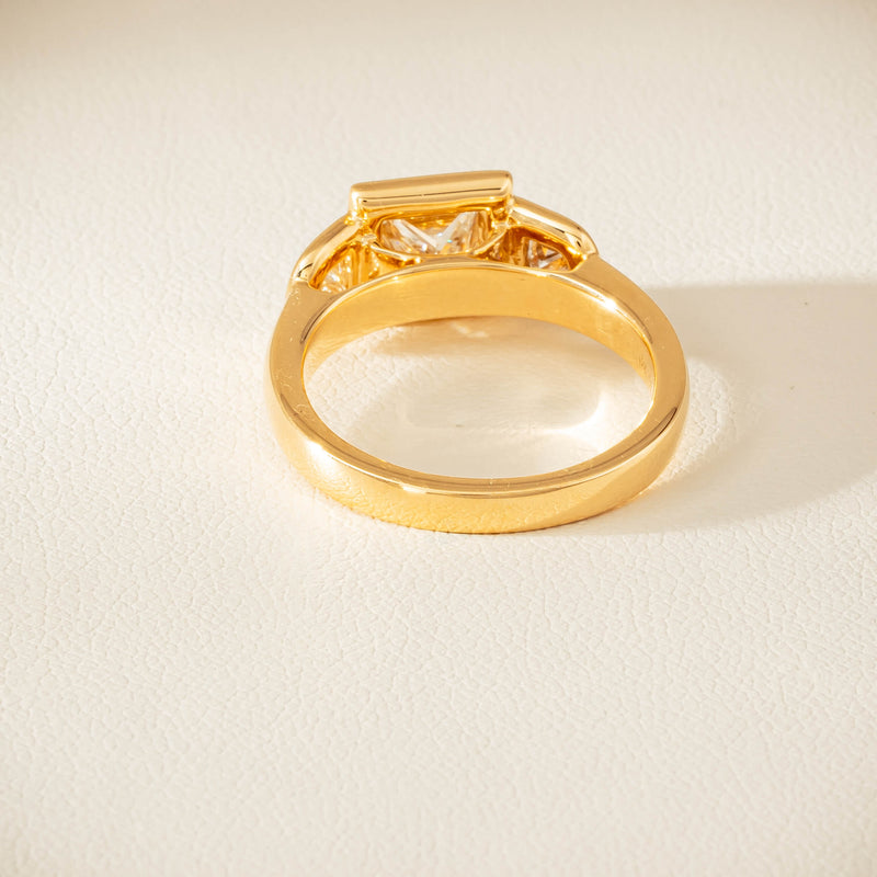 18ct Yellow Gold 1.04ct Reclaimed Princess-Cut Diamond Fusion Ring - Ring - Walker & Hall