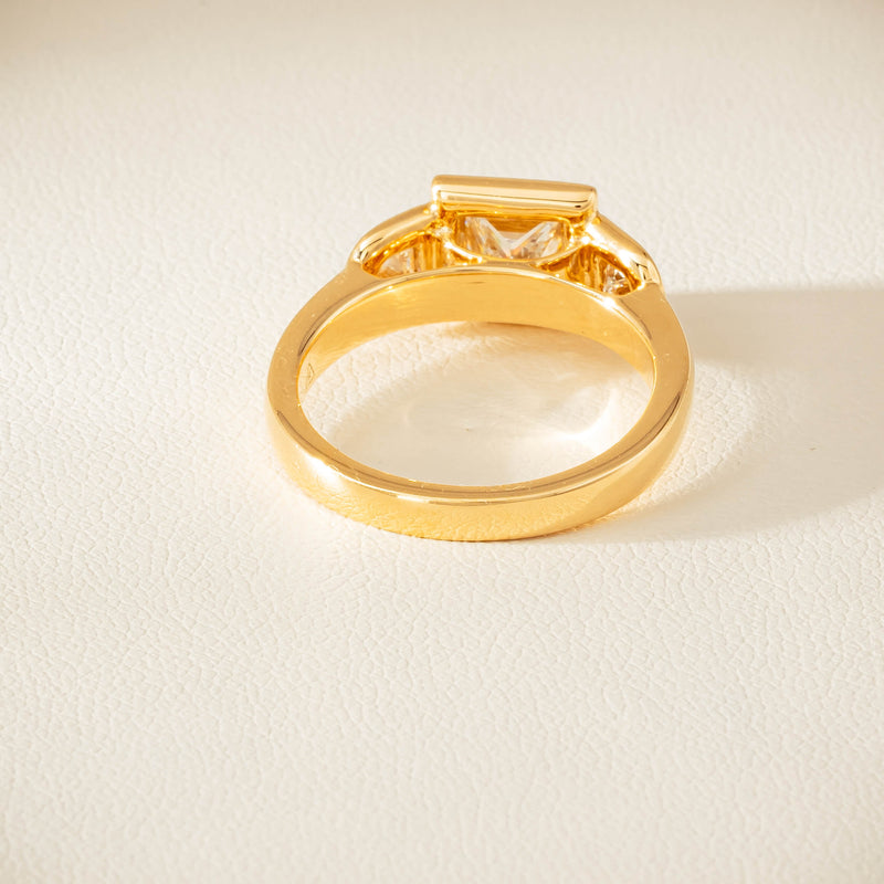 18ct Yellow Gold 1.04ct Reclaimed Princess-Cut Diamond Fusion Ring - Ring - Walker & Hall